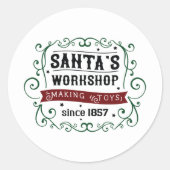 North Pole Santa's Workshop Runder Aufkleber (Vorderseite)