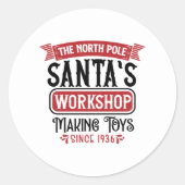 North Pole Santa's Workshop Runder Aufkleber (Vorderseite)