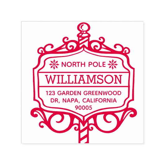 North Pole Sign Post Weihnachtsadresse Permastempel (Design)