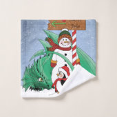 North Pole Snowman Dragon Penguin Weihnachten Badhandtuch Set (Waschlappen)