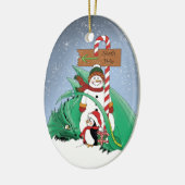 North Pole Snowman Dragon Penguin Weihnachten Keramik Ornament (Links)