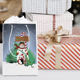 North Pole Snowman Dragon Penguin Weihnachten Mittlere Geschenktüte