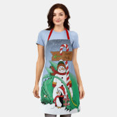 North Pole Snowman Dragon Penguin Weihnachten Schürze (Getragen)