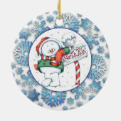 North Pole Snowman Keramik Ornament (Hinten)
