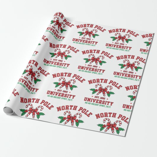 North Pole University Holiday Christmas Geschenkpapier (Ungerollt)