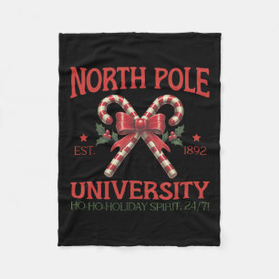 North Pole University Retro Christmas Candy Cane H Fleecedecke
