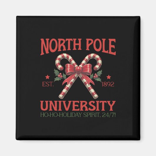 North Pole University Retro Christmas Candy Cane H Magnet (Vorne)