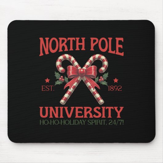 North Pole University Retro Christmas Candy Cane H Mousepad (Vorne)
