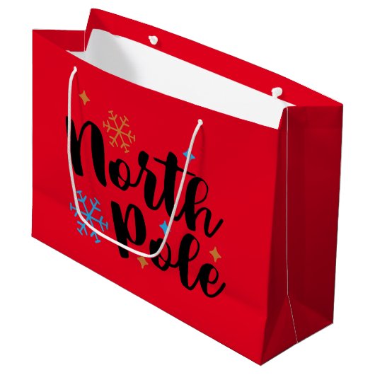 North Pole Weihnachtsgeschenktasche Große Geschenktüte (Vorderseite Schrägansicht)