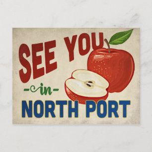 North Port Florida Apple - Vintage Travel Postkarte