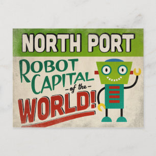 North Port Florida Roboter - Lustiges Vintage Postkarte
