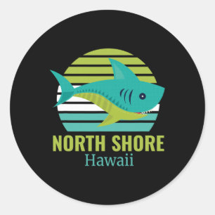 North Shore Hawaii Hai Runder Aufkleber
