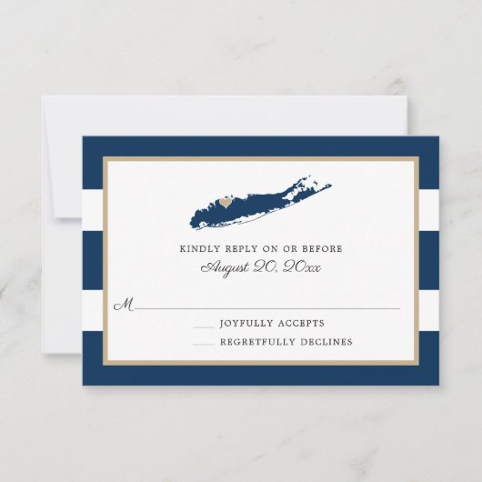 North Shore of Long Island mit Herz Wedding RSVP (Vorderseite)