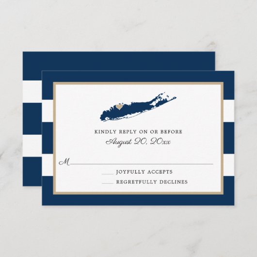 North Shore of Long Island mit Herz Wedding RSVP (Vorne/Hinten)
