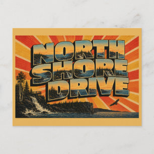 North Shore Scenic Drive MN Vintage Reise Kunst Postkarte
