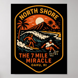 North Shore Surfen Das 7-Meilen-Wunder Vintage Her Poster