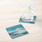 "North Shore Waves" 1, Ölgemälde Rechteckiger Pappuntersetzer (Vor Ort)