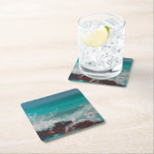 "North Shore Waves" 2, Ölgemälde Rechteckiger Pappuntersetzer (Vor Ort)