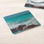 "North Shore Waves" 2, Ölgemälde Rechteckiger Pappuntersetzer (angewinkelt)