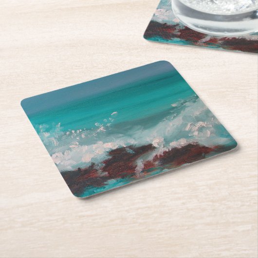 "North Shore Waves" 2, Ölgemälde Rechteckiger Pappuntersetzer (angewinkelt)