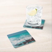 "North Shore Waves" 3, Ölgemälde Rechteckiger Pappuntersetzer (Vor Ort)