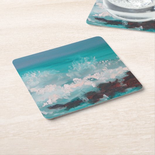 "North Shore Waves" 3, Ölgemälde Rechteckiger Pappuntersetzer (angewinkelt)