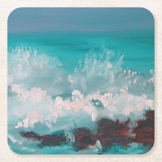 "North Shore Waves" 3, Ölgemälde Rechteckiger Pappuntersetzer (Vorderseite)