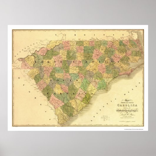 North & South Carolina Karte 1839 Poster (Vorne)