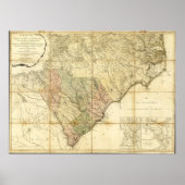 North & South Carolina Map (1775) Poster (Vorne)