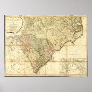 North & South Carolina Map (1775) Poster