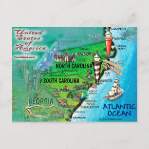 North South Carolina USA Card Postkarte