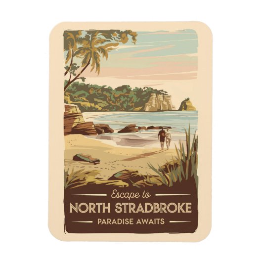 North Stradbroke Island Australia Illustration Magnet (Vertikal)