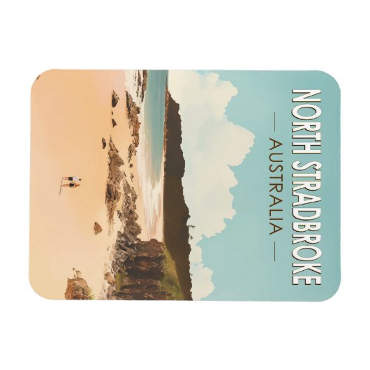 North Stradbroke Island Australien Reisen Art Retr Magnet (Horizontal)