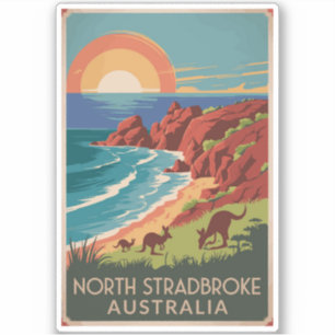 North Stradbroke Island Kangaroos Illustration Aufkleber