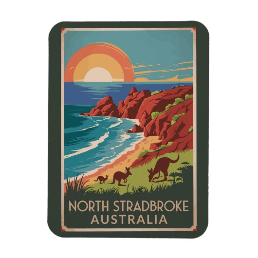 North Stradbroke Island Kangaroos Illustration Magnet (Vertikal)
