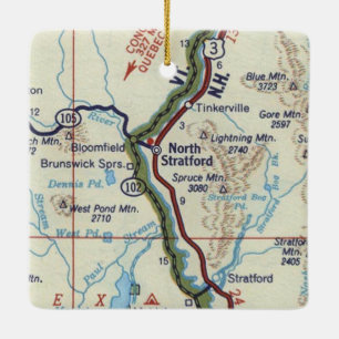 North Stratford NH Vintag Map Keramikornament