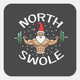 North Swole Funny Muscle Weihnachtsfeierliche Fitn Quadratischer Aufkleber