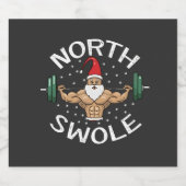 North Swole Funny Muscle Weihnachtsfeierliche Fitn Schaumweinetikett (Einzelnes Label)