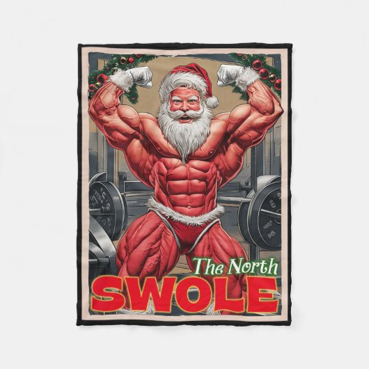 North Swole Funny Muscular Santa Flex Muscle Chris Fleecedecke (Vorderseite)