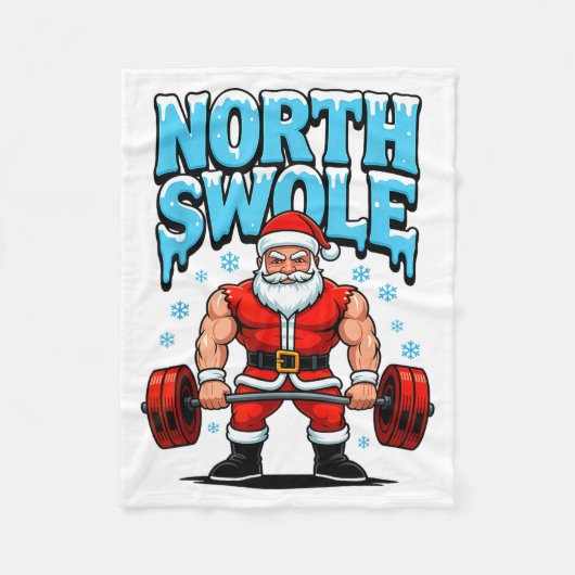 North Swole Santa Funny Christmas Gym Workout Lift Fleecedecke (Vorderseite)