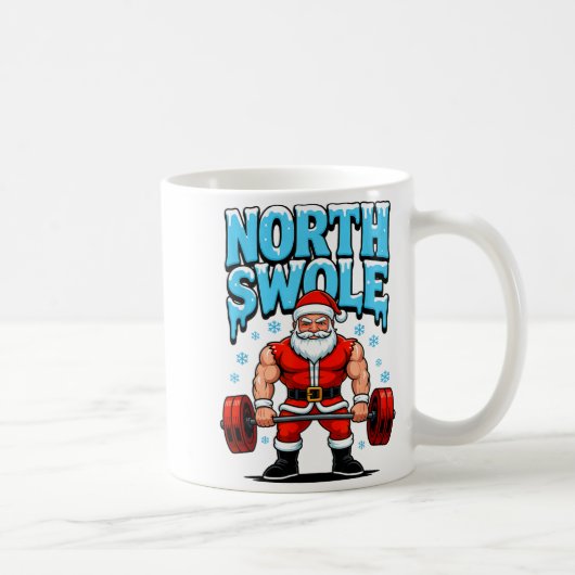 North Swole Santa Funny Christmas Gym Workout Lift Kaffeetasse (Rechts)