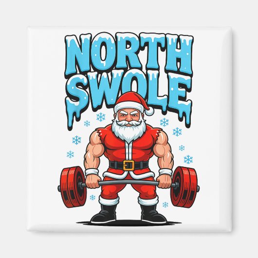 North Swole Santa Funny Christmas Gym Workout Lift Magnet (Vorne)