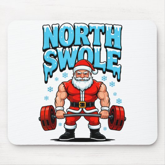 North Swole Santa Funny Christmas Gym Workout Lift Mousepad (Vorne)