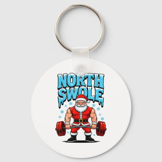 North Swole Santa Funny Christmas Gym Workout Lift Schlüsselanhänger (Vorderseite)