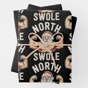 North Swole Santa Gym Workout Fitness Weihnachten Geschenkpapier Set