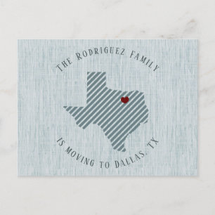 North Texas Blue Linen and Heart Texas Moving Ankündigungspostkarte