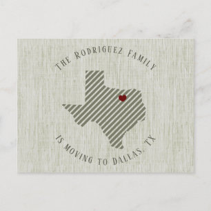 North Texas Green Linen und Heart Texas Moving Ankündigungspostkarte