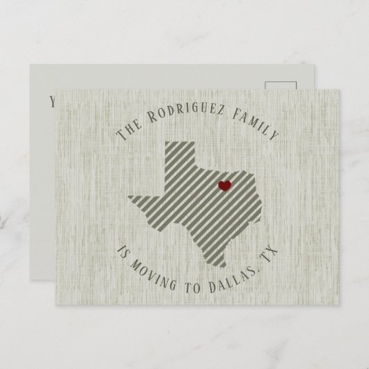North Texas Green Linen und Heart Texas Moving Ankündigungspostkarte (Vorne/Hinten)