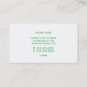 North Texas Green Minimalistisch Trendy Calligraph Visitenkarte (Rückseite)