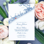 North Topsail Beach Map Elegant Navy Blue Wedding Einladung<br><div class="desc">Celebrate your coastal North Carolina wedding with this elegant navy blue North Topsail Beach map wedding invitation, perfect for a romantic seaside celebration along the Crystal Coast. This coastal map design is perfect for your wedding at Topsail Manor, Sea Haven Estate, The Nook at Sneads Ferry, Coastal Events & Occasions,...</div>